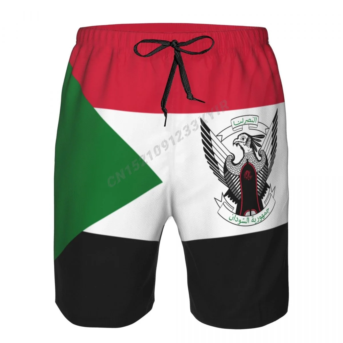 Summer Men\'s Sudan Emblem Beach Pants Shorts Surfing M-2XL Polyester Swimwear Running