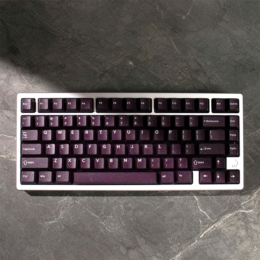 Vior Glitter Purple Translucent Keycaps Cherry profile PBT Double shot Keycaps for MX Switches Mechanical Keyboard Alice 7u