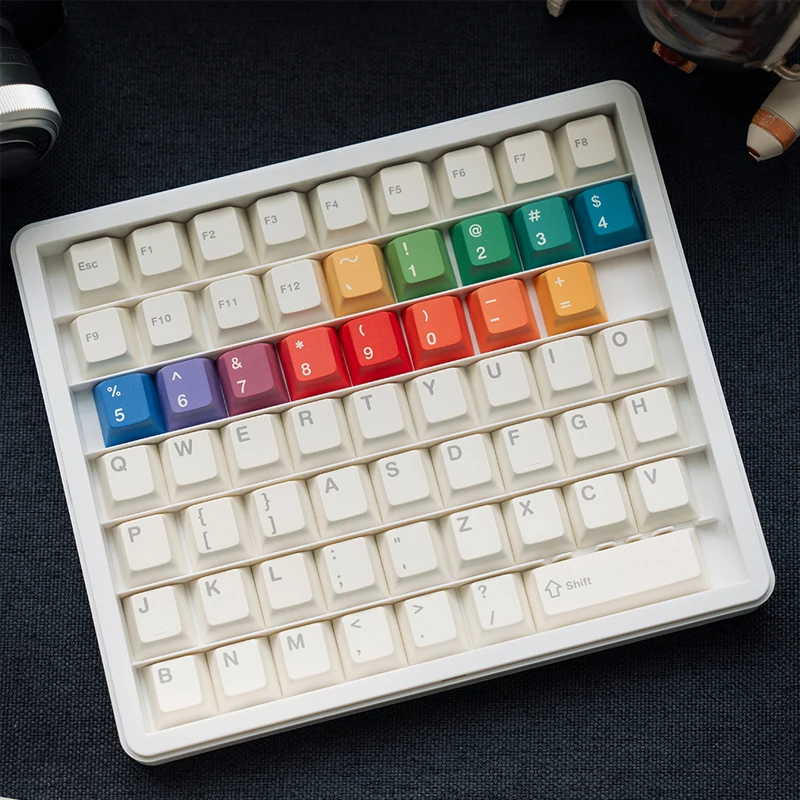 คีย์แคป FBB โปรไฟล์ Cherry สีรุ้ง คีย์แคป PBT สำหรับสวิตช์ Cherry MX คีย์บอร์ดแบบกลไก คีย์แคป DIY ปรับแต่งได้ หนา 1.7 มม.