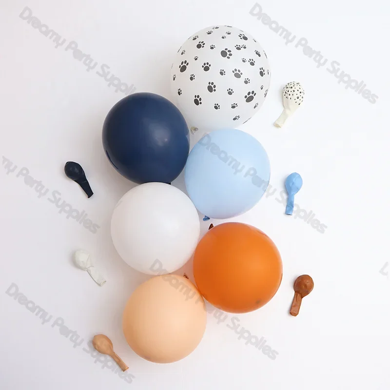 Guirlande de ballons en Latex imprimé patte de chien, 5/10/12/18 pouces, arc bleu marine, Orange, blanc, fournitures de décoration pour fête prénatale, anniversaire, baptême