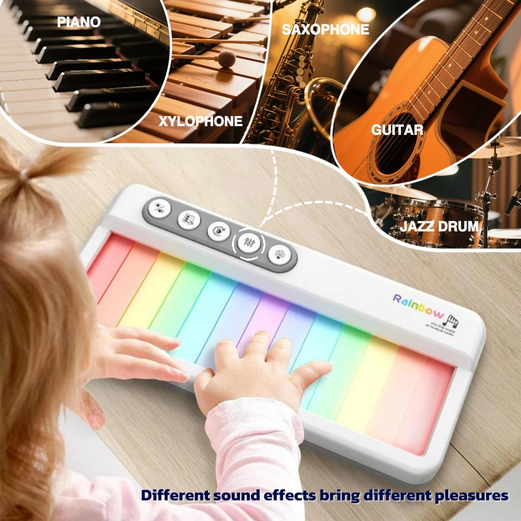 ミニポケットレインボー電子オルガンポータブルピアノモンテッソーリ楽器早期教育玩具子供のためのギフト