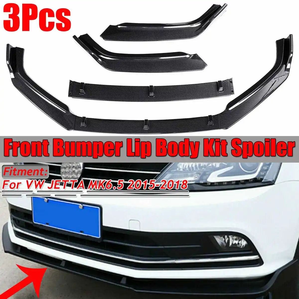 

New Car Front Bumper Lip Splitter Lip Chin Bumper Diffuser Spoiler Body Kit Protection For VW JETTA MK6.5 2015 2016 2017 2018
