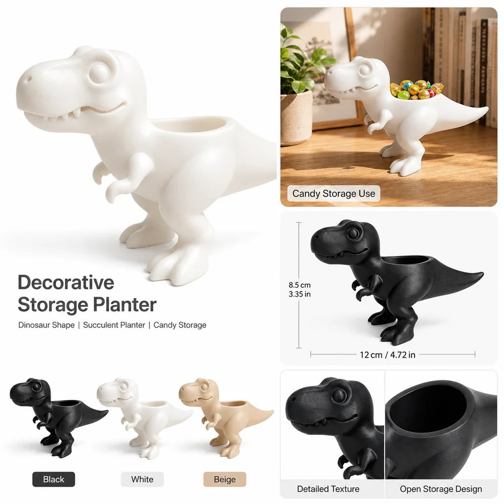 New Resin Dinosaur Flowerpot Small Multiple Color Options Mini Potted Planter Planter Succulent Flower Pot Home Decor