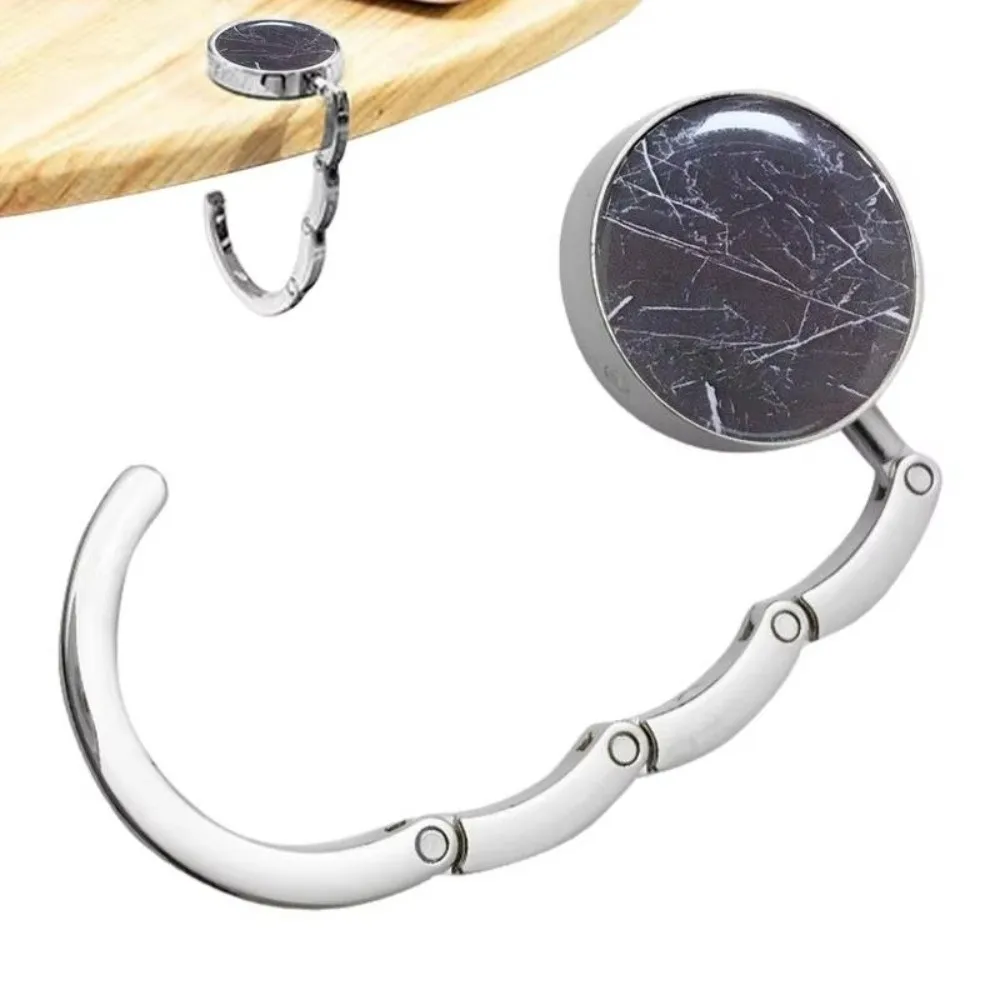 NEW Foldable Handbag Hook Marble Pattern Creative Purse Hook for Women Durable Portable Briefcase Hanger for Table