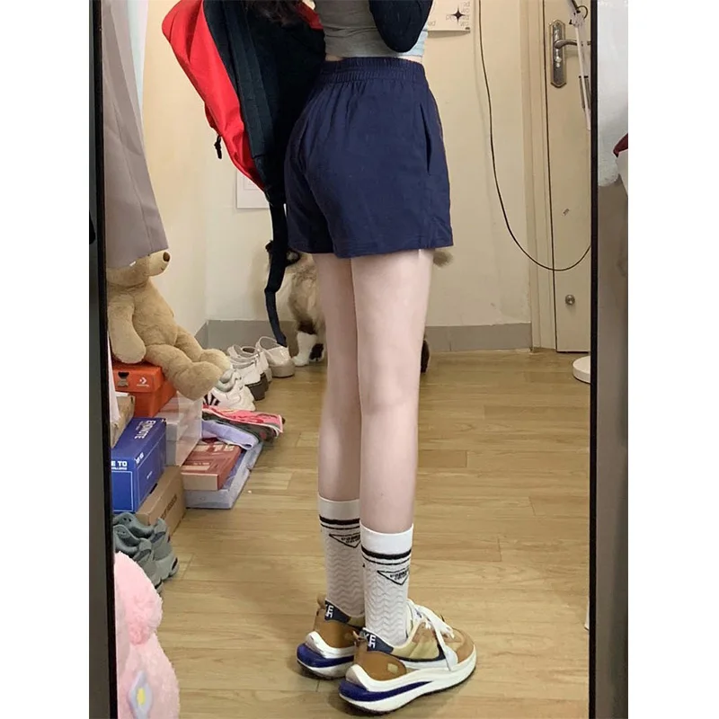 Amerykańskie spodnie retro sportowe damskie letnie cienkie proste luźne z wysokim stanem wyszczuplające codzienne z czystej bawełny z szerokimi nogawkami