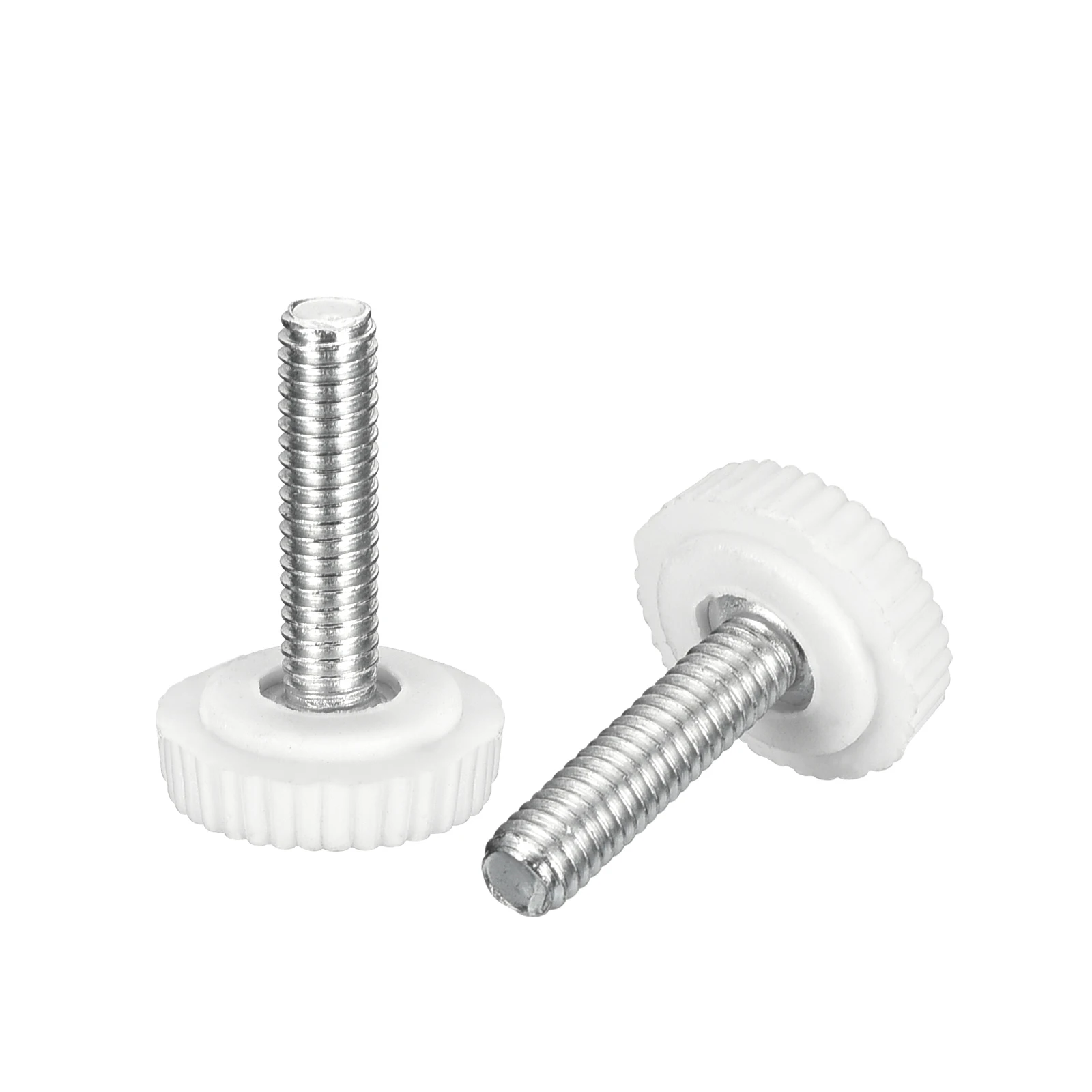 

25/40pcs M4 Threaded Knurled Thumb Screws Hand Knob Screws Carbon Steel Zinc Plated White Plastic Handle Machine Screw