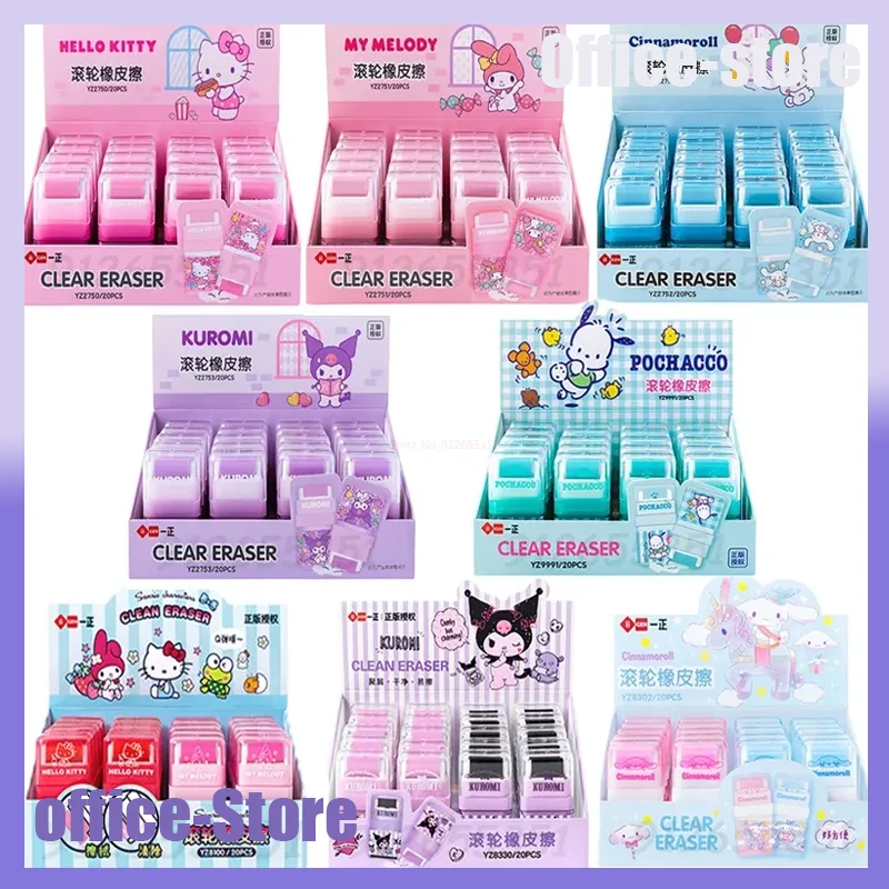 

20pcs Sanrio Rubber Eraser Hello Kitty Kuromi Pachacco Cinnamoroll Student Office Stationery Erasers School Supplies Wholesale