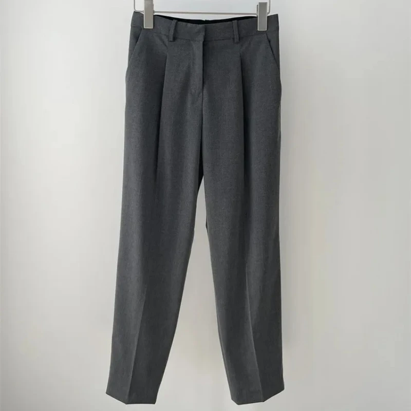 Wool Suit Pants Women High-end Slim Fit High-waisted Straight-leg Casual All-match Cigarette Pants