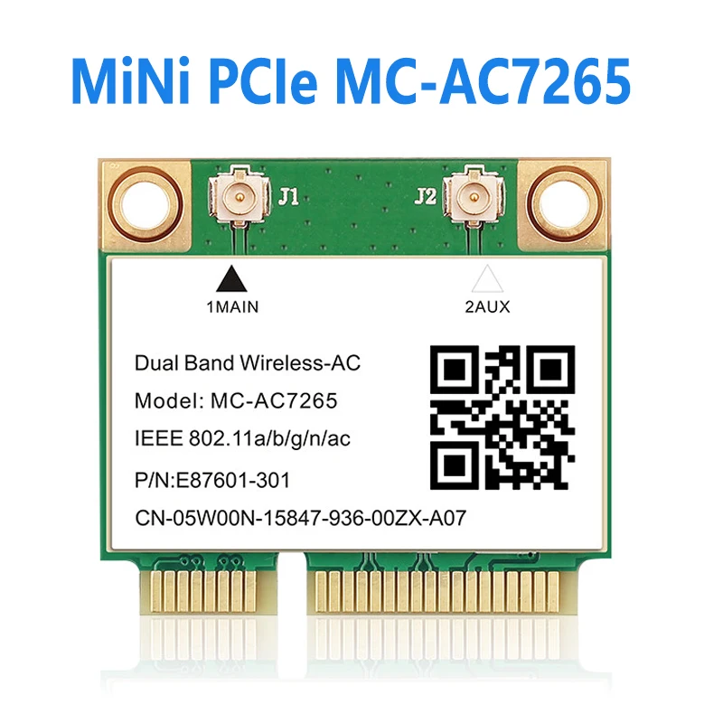 การ์ดเครือข่าย Wifi 1200Mbps Bluetooth 4.2 Mini PCI-E MC-AC7265 802.11ac 2.4G 5Ghz สําหรับแล็ปท็อป