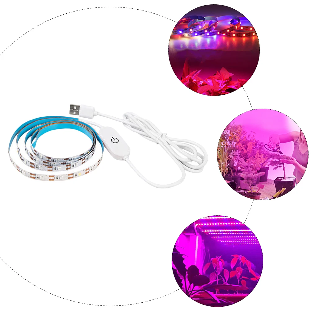 

USB Plant Light Strip 5V Touch Dimmable 2835 Full LED Grow Lamp Strips 1M Waterproof for Indoor Plants Greenhouse