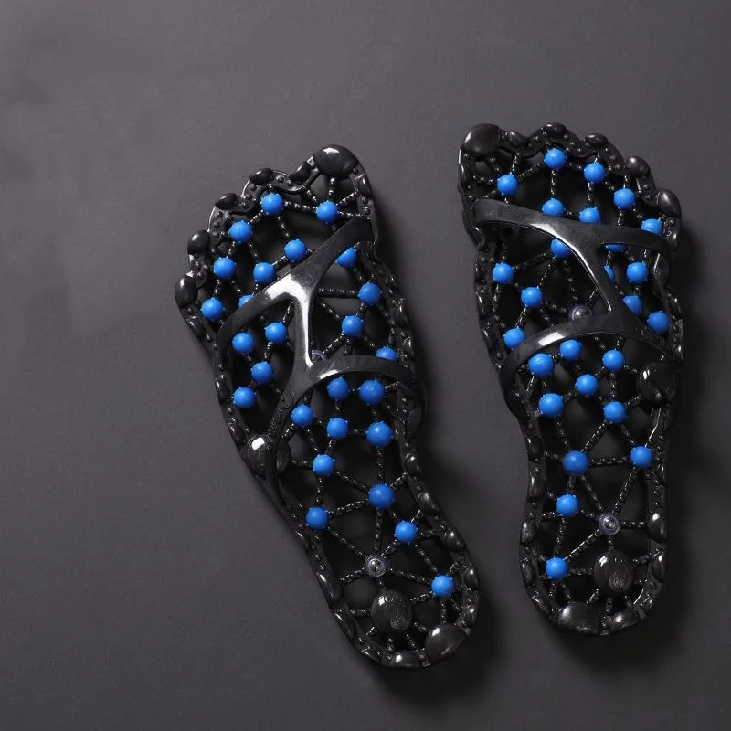 Summer Men's Acupressure Massage Slippers Non-Slip Quick Drying Hollow Out Breathable Shower Shoes for Bathroom Dorm Home