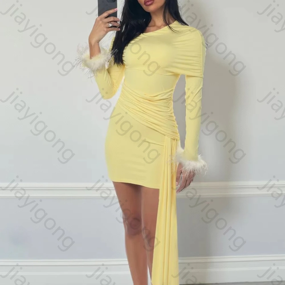 Abiti da sera di lusso con maniche lunghe e spalle scoperte Abito da festa sexy per celebrità Abiti da ballo eleganti ed squisiti di alta qualità personalizzati