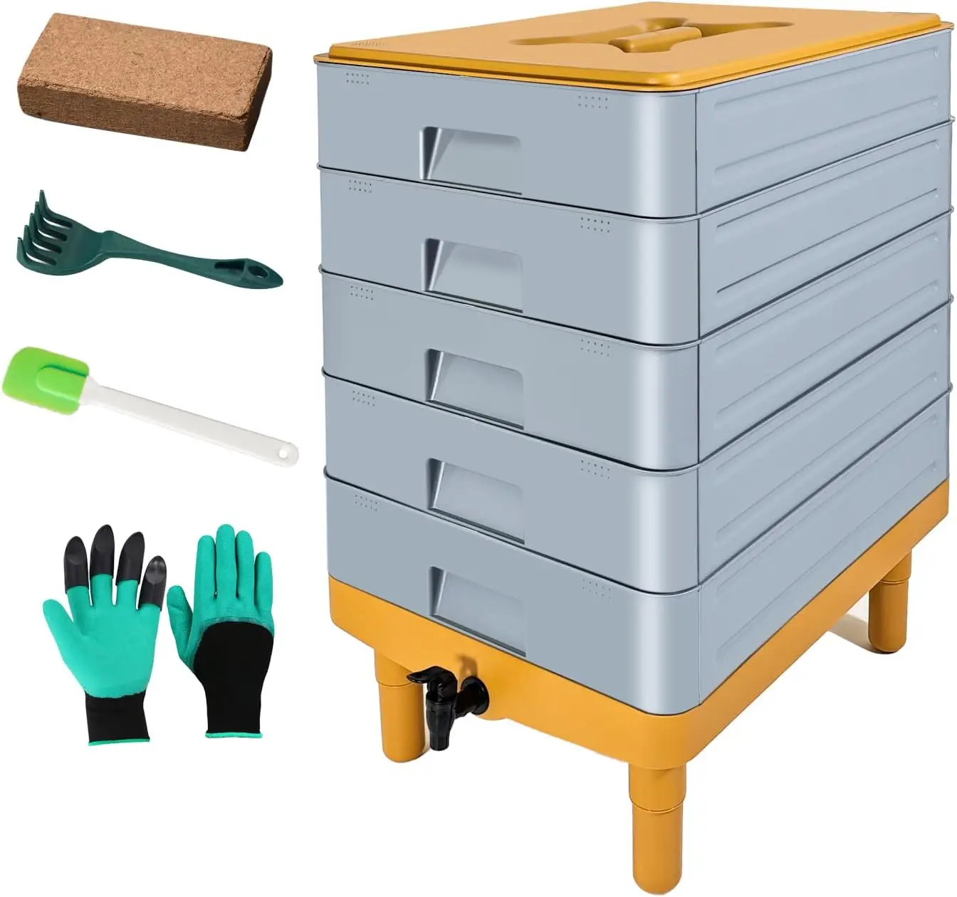 5-Tray Worm Composter,100L WormCompost Bin for Vermicomposting Starter, Indoor & Outdoor Worms Farm Composting Bin, Worm Compost Bin for Recycling Food Waste