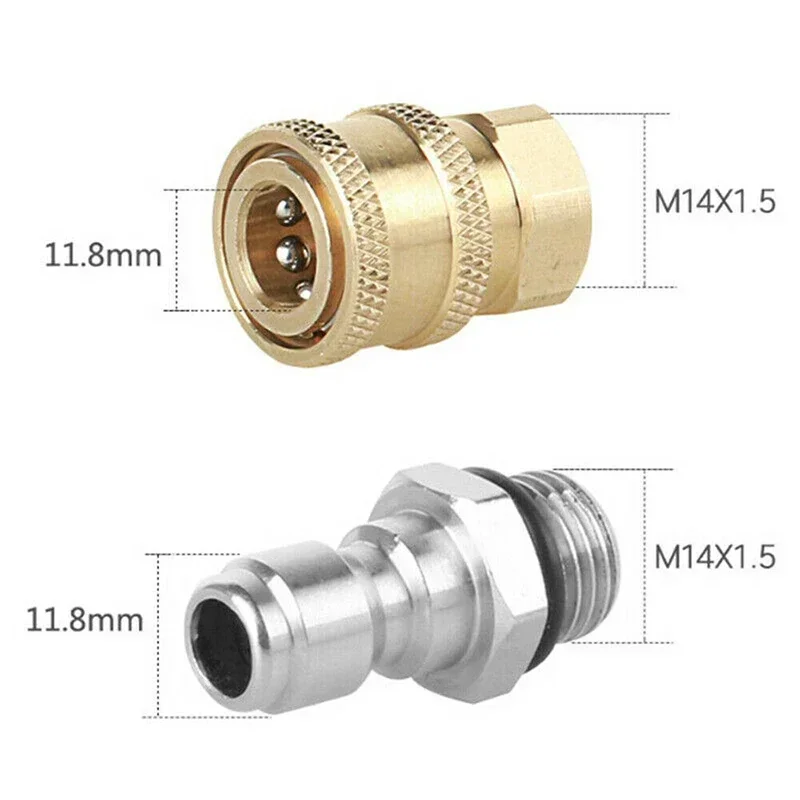 Pressure Washer Quick Release 1/4'' Male M22/14 Female Plug Brass Connector Adapter For High Pressure Water Torches Foam