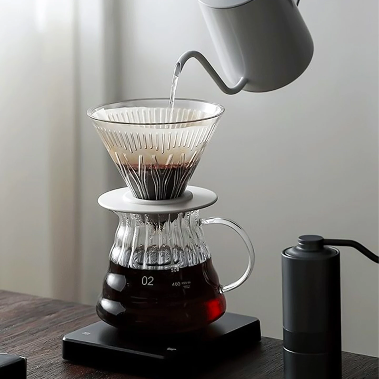 Havmore Clear Grooved Conical Coffee Dripper Durable Hand Pour Coffee Filter Cup for Home Barista Use
