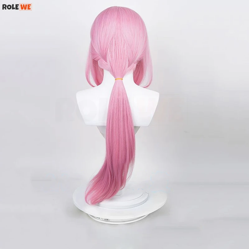 Peruca Cosplay Anime Elysia com Franja para Mulheres, 80cm de comprimento, cabelo liso rosa, resistente ao calor, cabelo sintético, perucas estilosas e boné de peruca