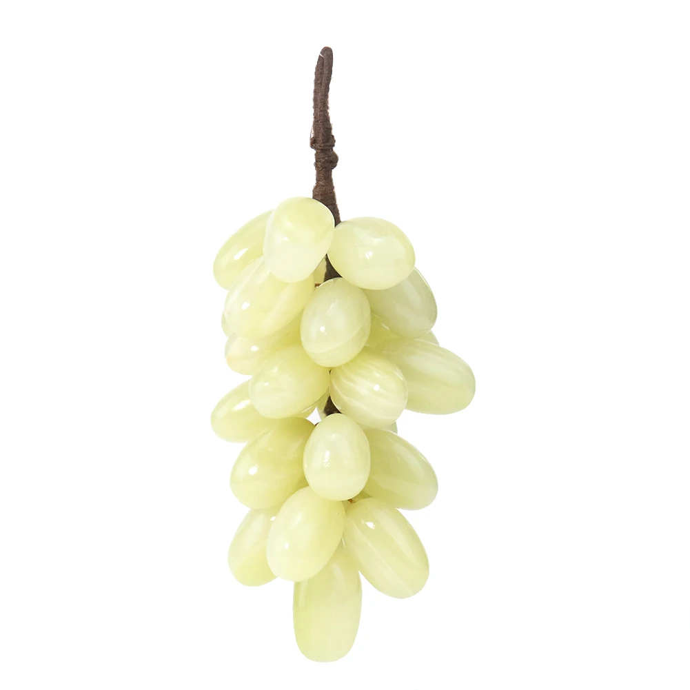 Spoof Funny Lifelike Grape Craft Natural Xiuyan Jade Gemstone Luster Plump Green Grape Hanging Ornament Wedding Photo Prop Decor