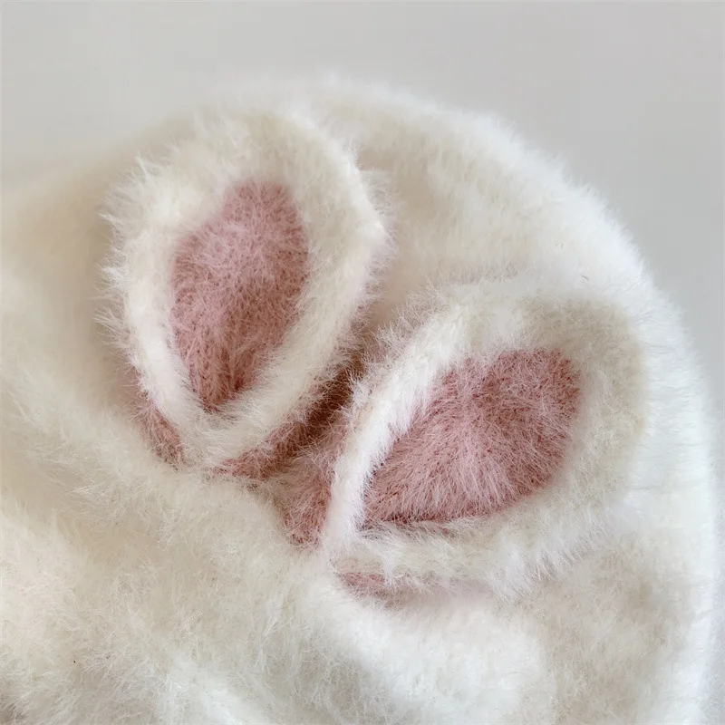 Cute Baby Hats Autumn Winter Rabbit Ear Shape Head Protector Thickened Plush Wool Caps Infant Pretty Christmas Decorations