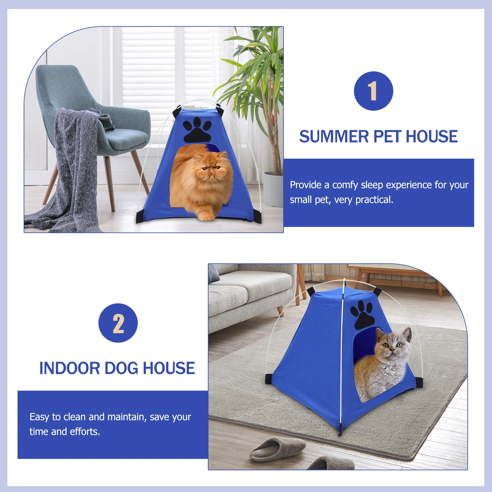 

Tent Cool Cooling Pet Nest Comfortable Washable Dog Crib Breathable Blue House Indoor Travel