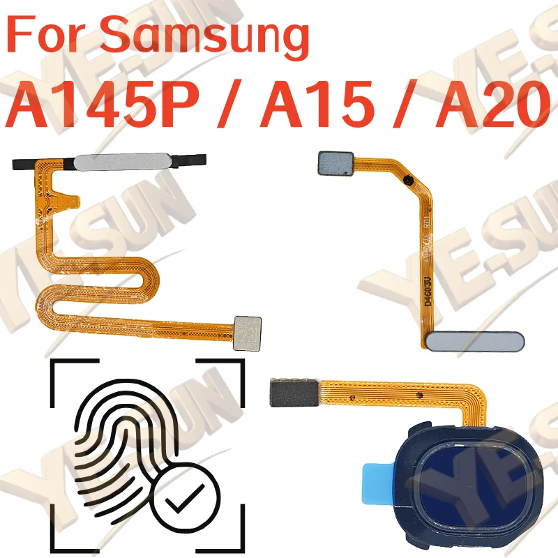For Samsung Galaxy A15 Galaxy A20  Galaxy A145P Fingerprint Sensor Home Return Key Menu Button With Side Power On Off Flex