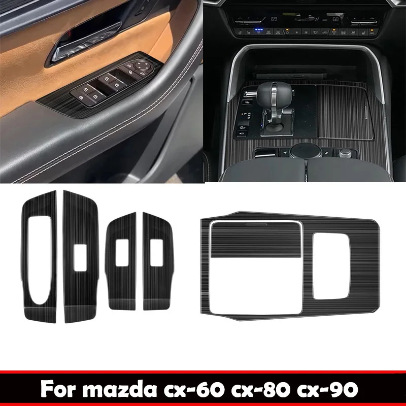 

LHD для mazda CX-60 CX-80 CX-90 2022-2024, стальное окно, подъемный переключатель, центральная панель переключения передач, крышка, аксессуары для интерьера