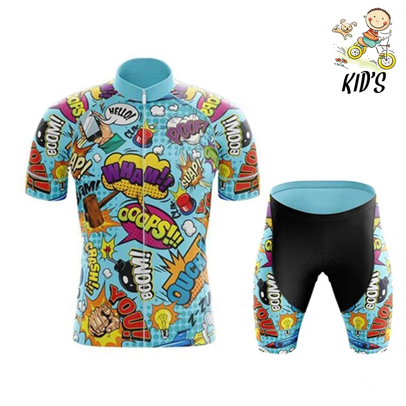 

2023 Kids Cartoon Cycling Jersey Set Summer Boys Girls Quick-dry Bike Clothes Road Bicycle Suit MTB Children Wear Ropa Ciclismo