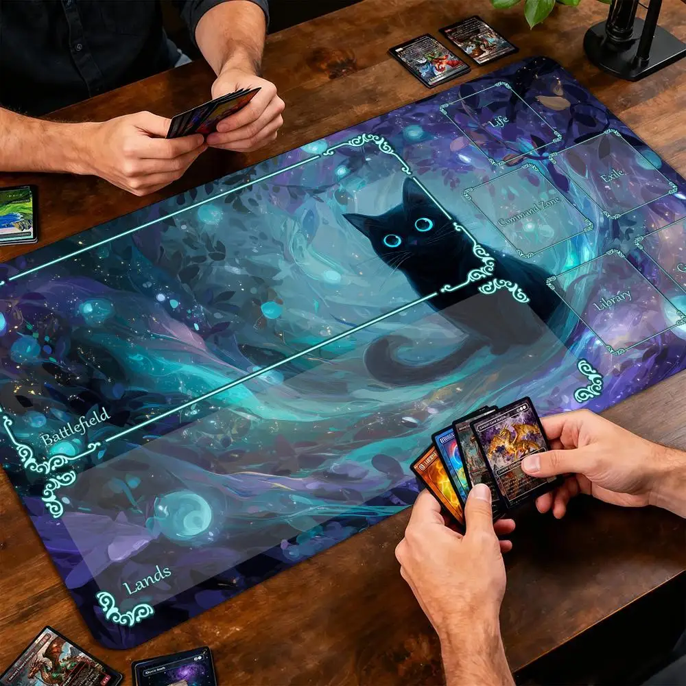 

Mysterious Black Cat Magic Card Battle Mat MTG Playmat Anti-slip Base 35X60CM gathering gaming mats Board Game Mat for TCG