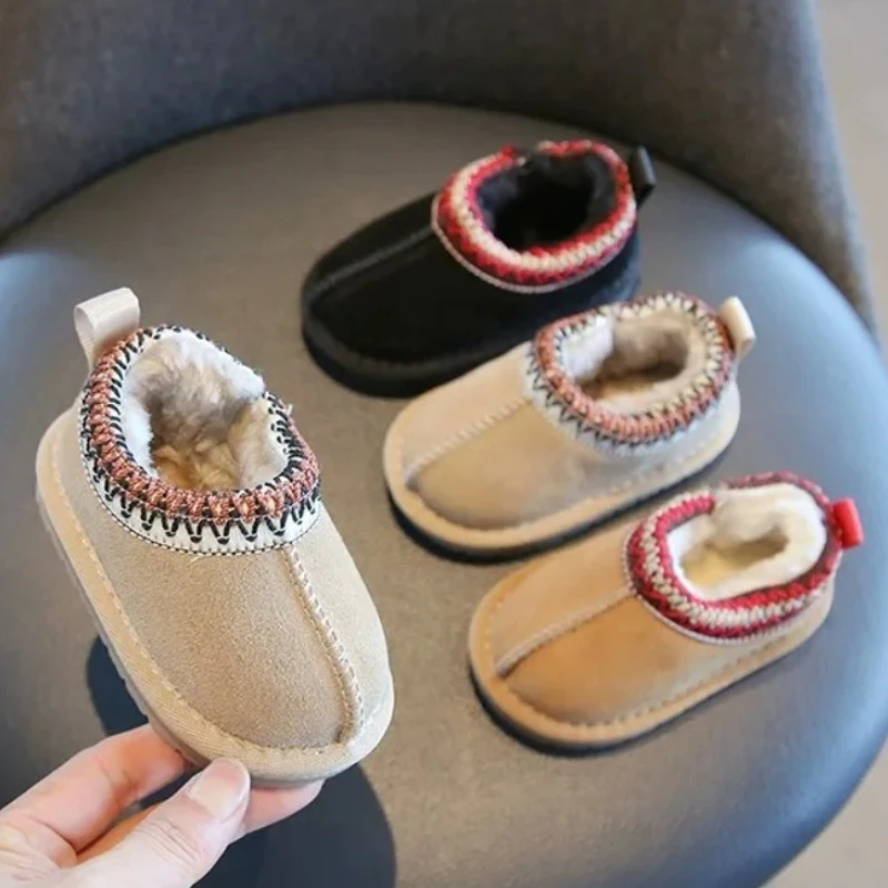 2025Baby Warm Casual Flat Low Top Snow Boots 2025 Winter Fashion Childrens' Concise Soft Soled Comfortable Non Slip Cotton Shoes
