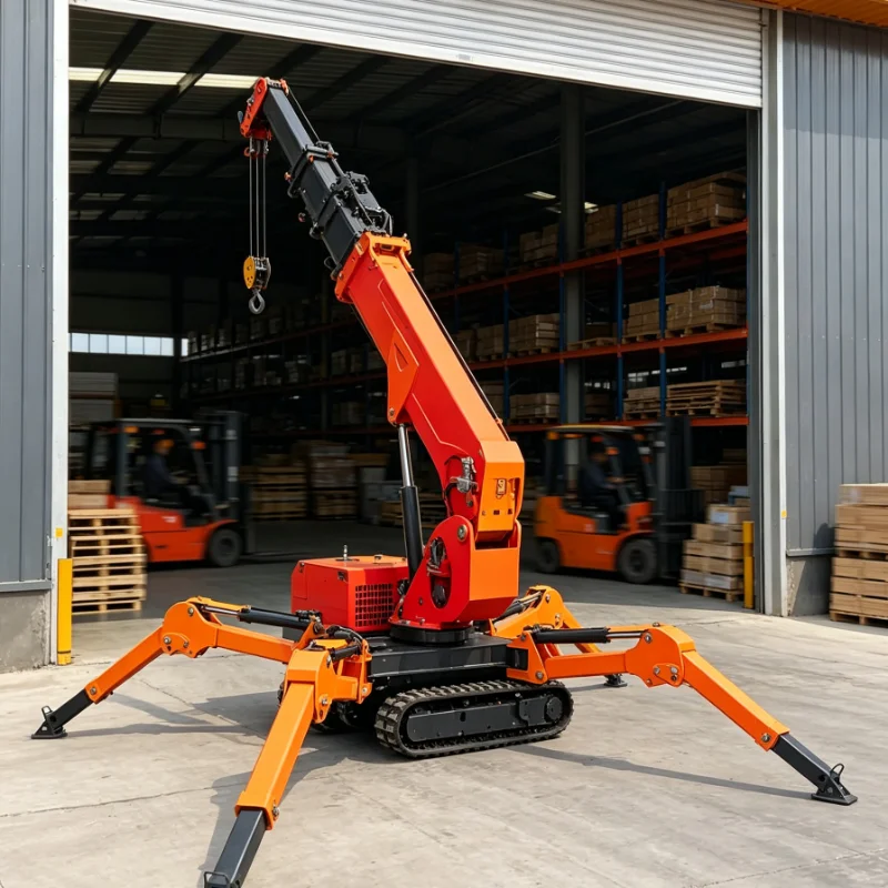 Heavy Load Remote Controlled Spider Crane Durable Rubber Track Lifting Machine Flexible Telescopic Gear For Warehouse Task