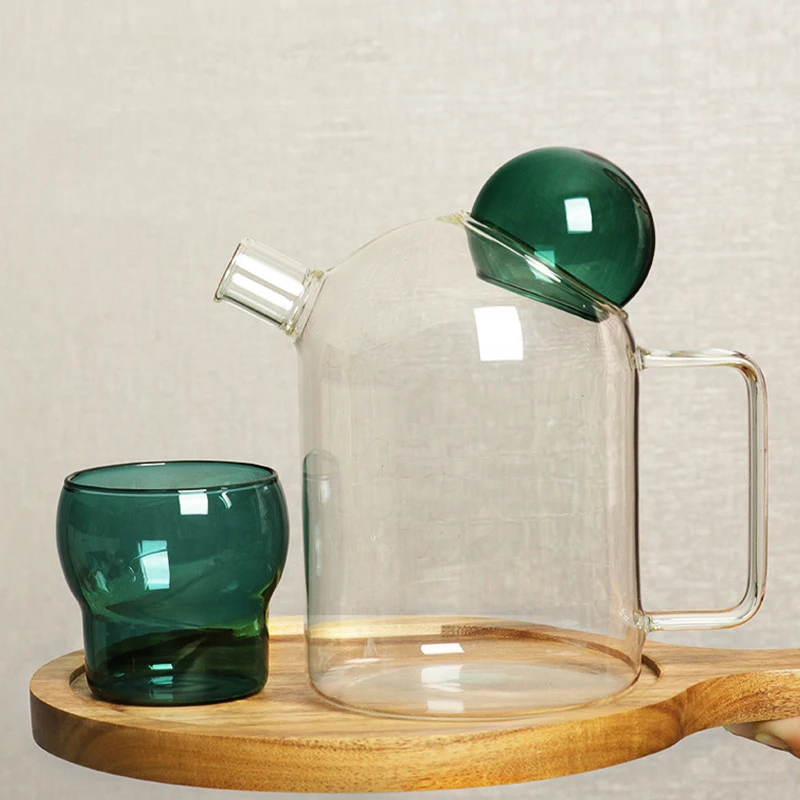 1200ML Large-capacity Thick Glass Teapot with High Borosilicate Glass Flower Teapot Can Heat Glass Tea Set for Home Drinking