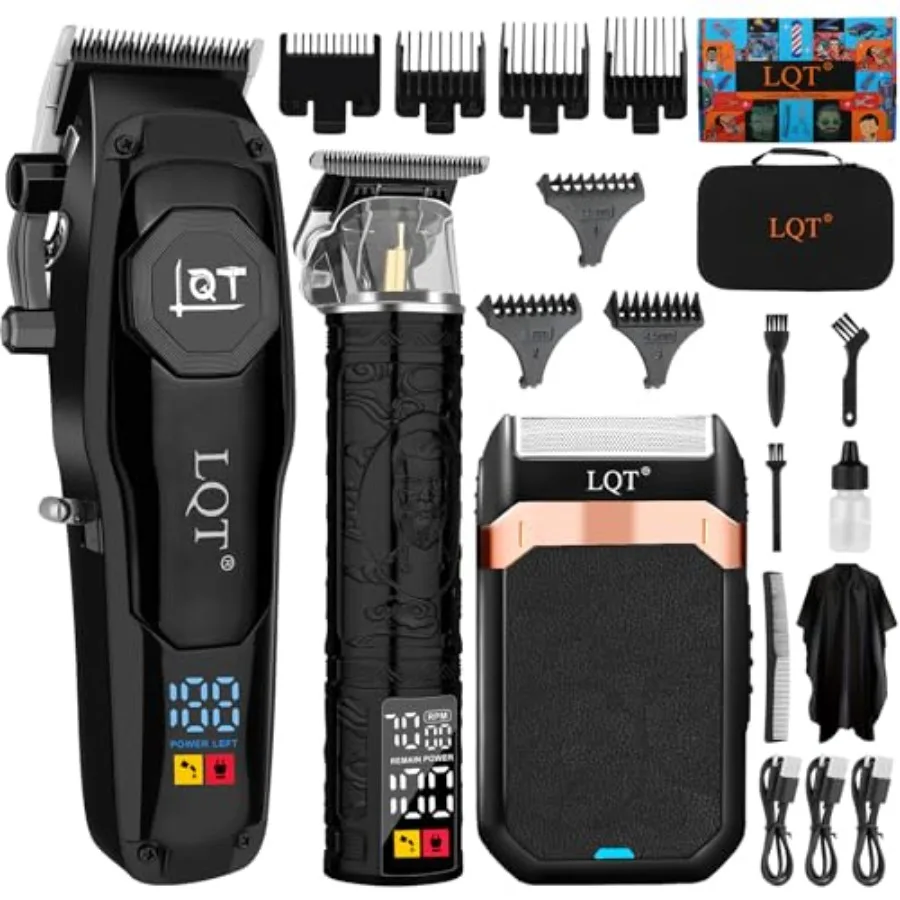 

Professional Cordless Hair Clippers for Men Electric T-Blade Trimmer with LED Display Long Battery Life Grooming Kit for Haircu