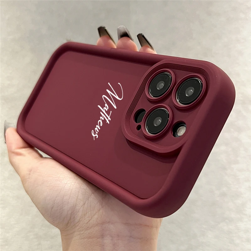 Personalized Customized Name Case For iPhone 16 15 14 13 12 Pro Max Luxury Candy Silicone Shockproof DIY Full Cover 11 Pro Max