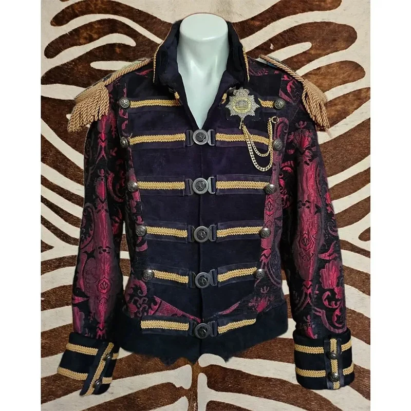 

Custom Made Steam Punk Brocade Uniform Jacket Adult Mens Historical Retro Military Top Coat Halloween Fancy Party Top