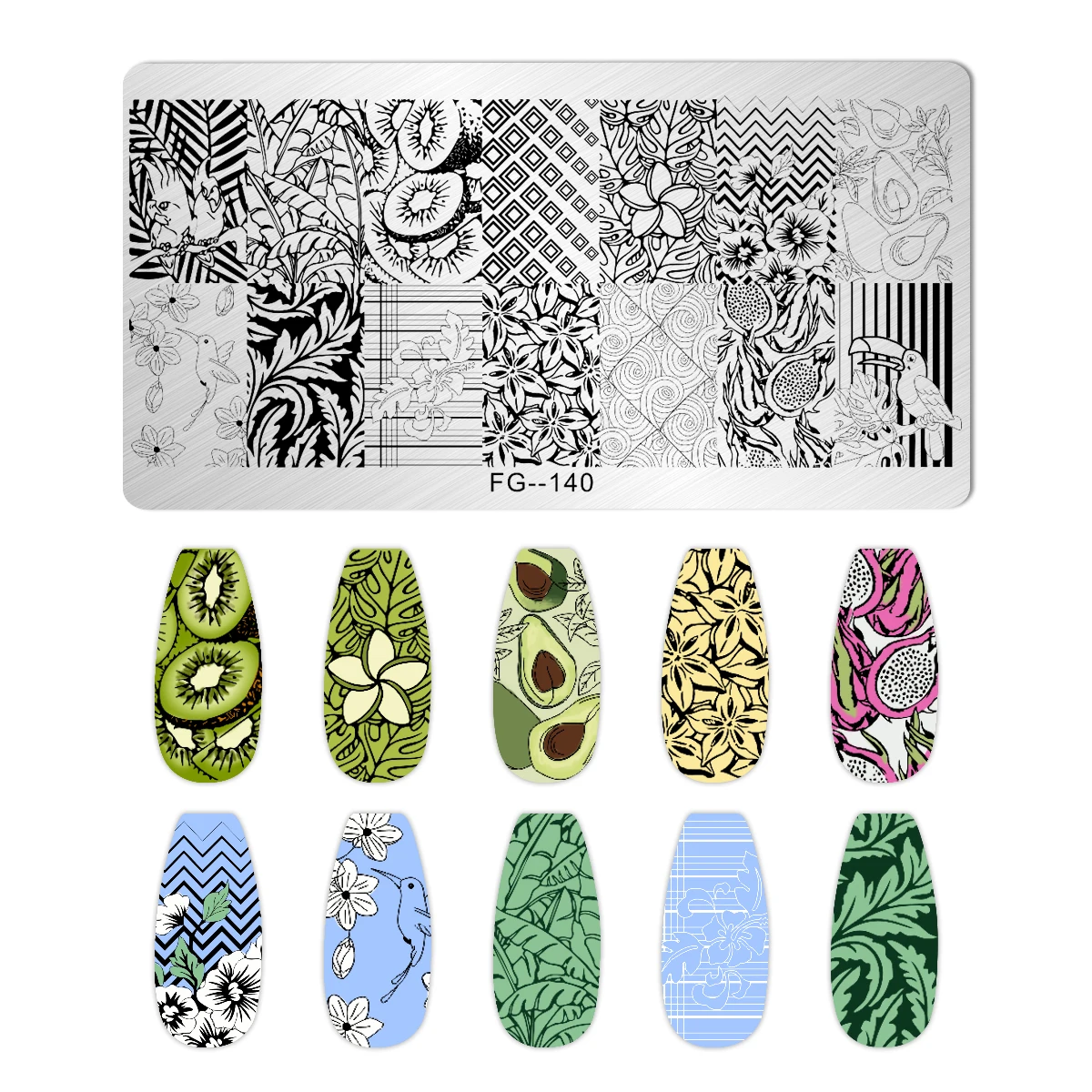 FRUIT LEMON TEMPLATES Flower Stripe Design Stamping Plate Strawberry Lady Face Nail Stamp Templates Leaf Floral Printing Stencil