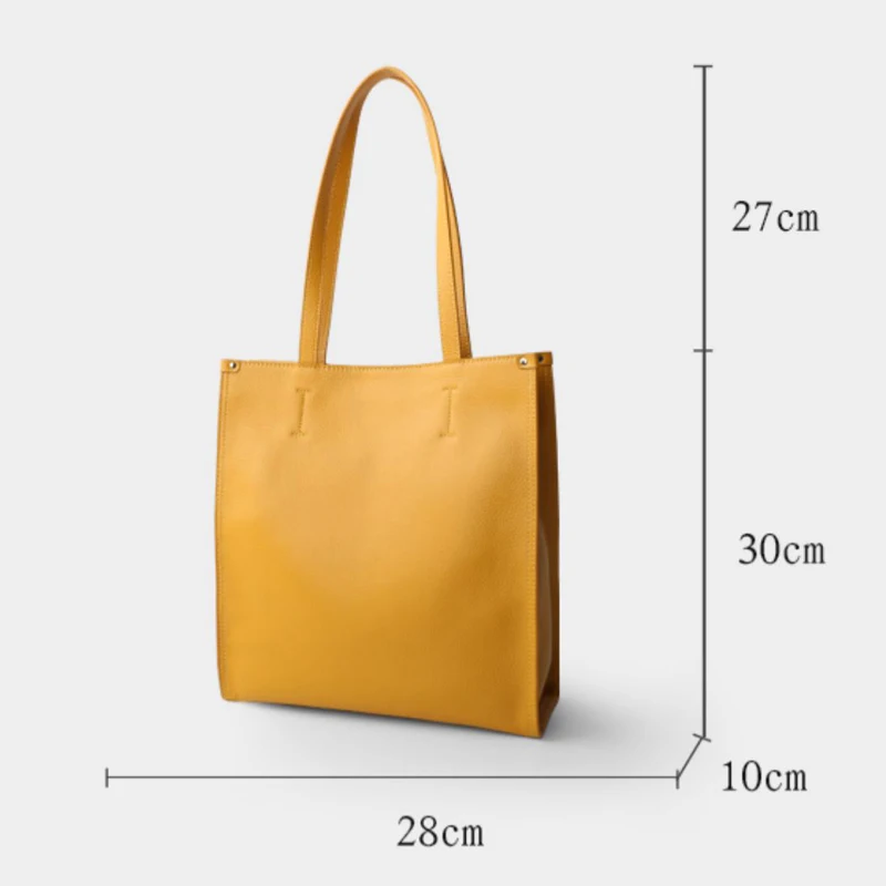 Female Luxury Genuine Leather Tote Bags Lady Simple Large Capacity Handbag Classic Solid Color Women Commute Shoulder Bag New