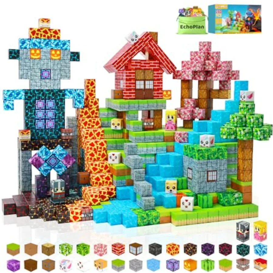 

150PCS Magnetic Blocks, Magnetic Building Blocks, STEM Constructions Magnet Blocks for Boys Girls Age 3 4 5 6 7 8 9 10, Sensory