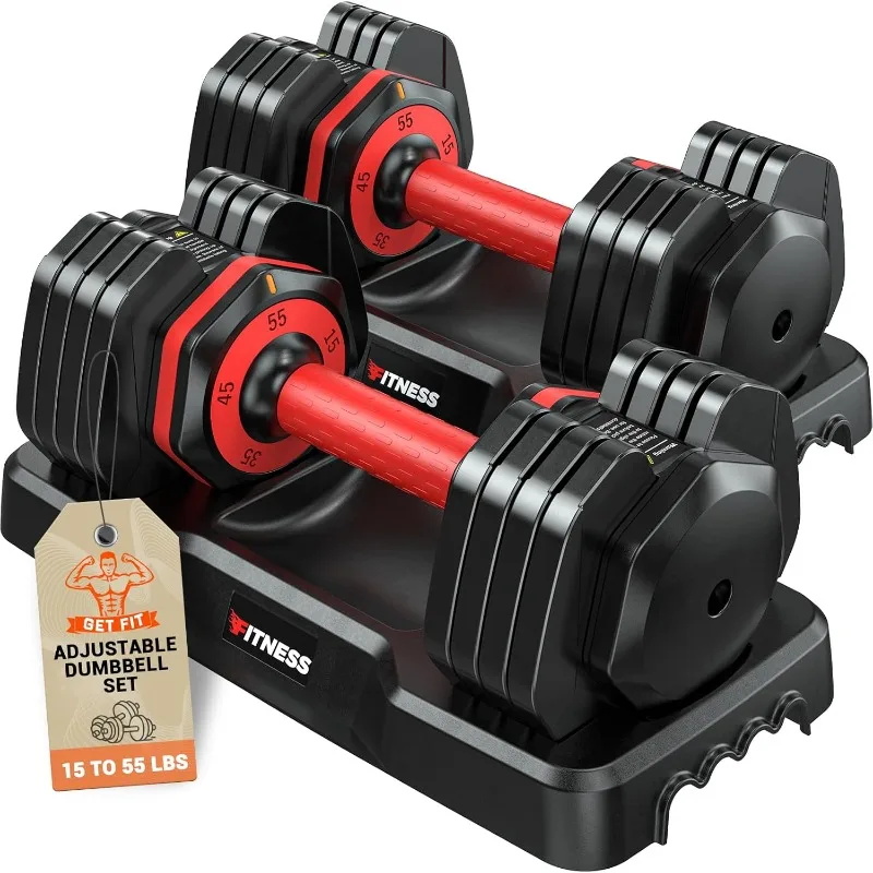 

Adjustable Dumbbells Set 25LB, Adjustable Weights 5/10/15/20/25lbs, Adjustable Dumbbell Pair 50LBS Dumbbell Anti-Slip Handle