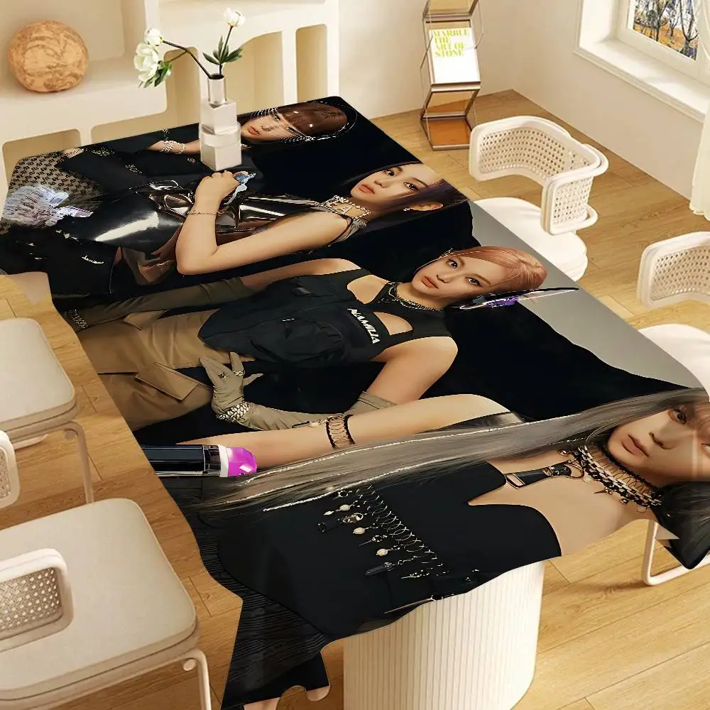 Kpop Group A-Aespas Tablecloth Tea Coffee Table Cloth Waterproof Cloth Wall Stove Rack Rectangular Wedding Banquet Home Decor