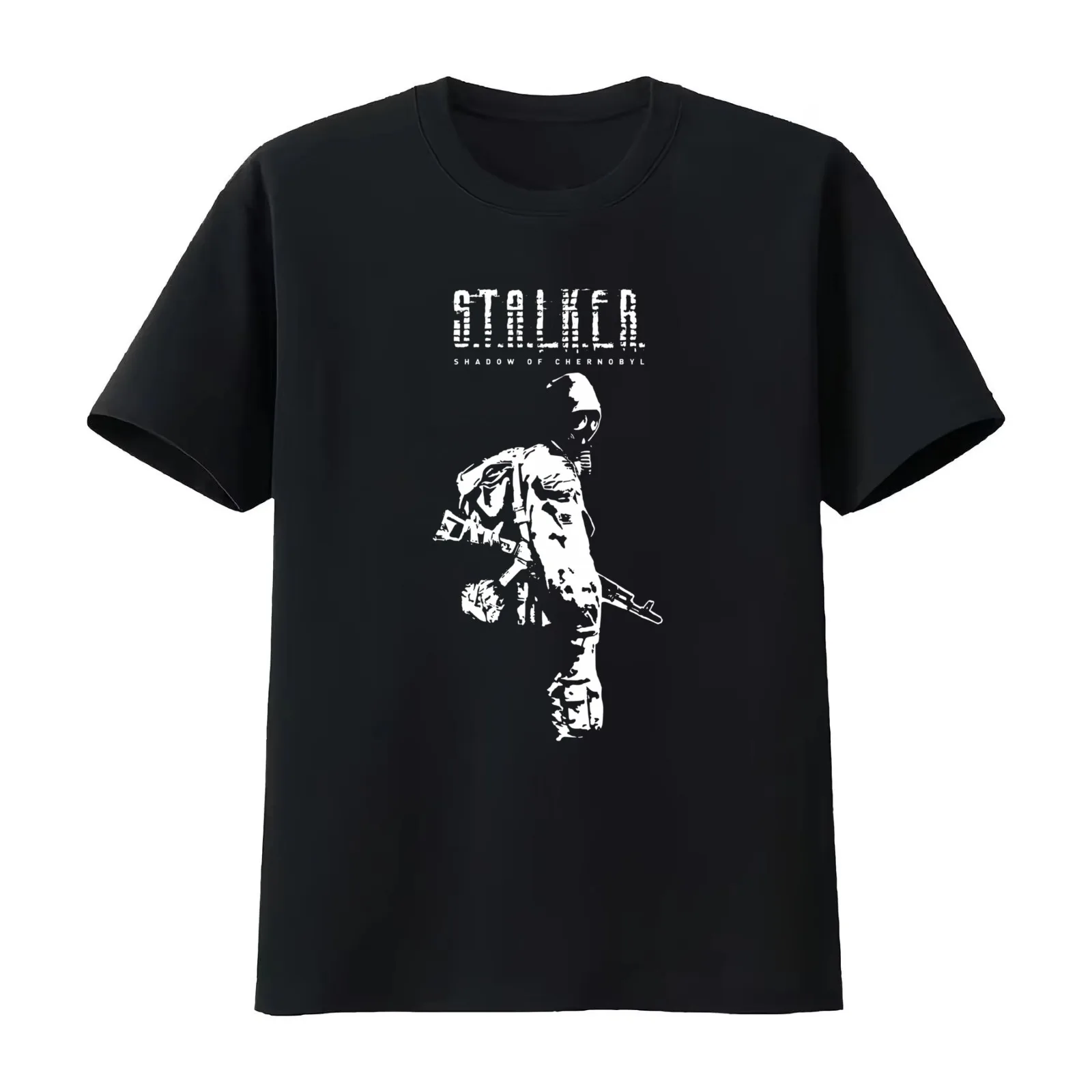 Stalker Soc White T-Shirt Summer Casual Cotton Tee Oversized Streetwear Tops Vintage Graphic Print Loose Fit Short Sleeve