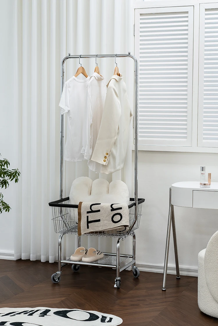 

Display rack of Clothes shop simple landing shopping cart hanging hanger mobile storage rack