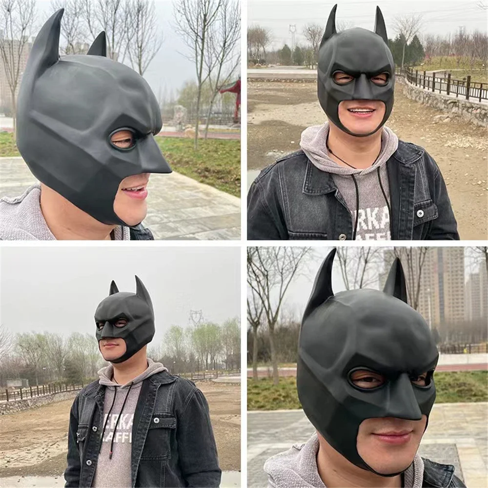 Bruce Wayne Bat Hero Mask Halloween Cosplay Movie Superhero Face Mask for Men Full Head Latex Helmet Adult Woman Disguise Prop