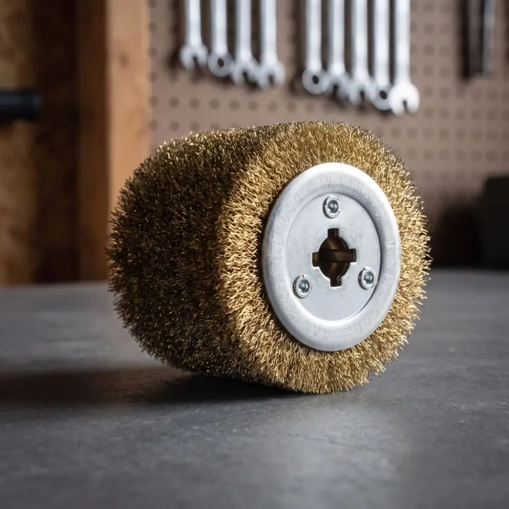 Copper Coated Steel Wire Polishing Wheel Steel Wire Roller Metal Wire Brush Grinding Wheel Oxidation Removal Rust Removal