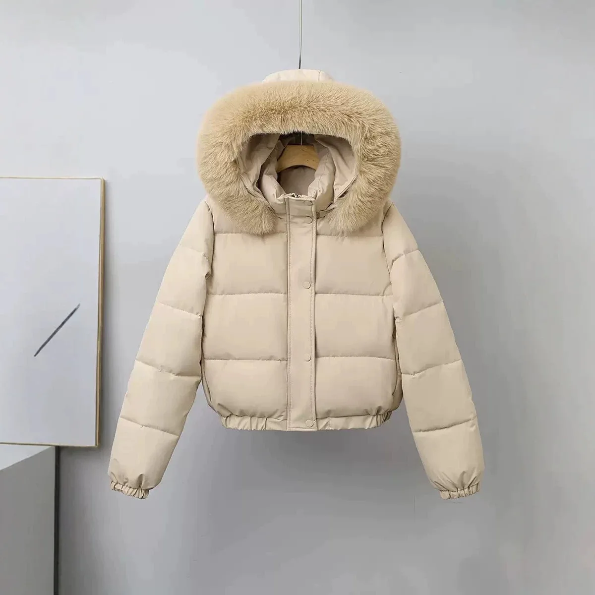 Urban Women's Faux Fur Hooded Padded Coat with Detachable Hat Zip Up Thick Warm Winter Outerwear Trendy Classic Chic New Coats