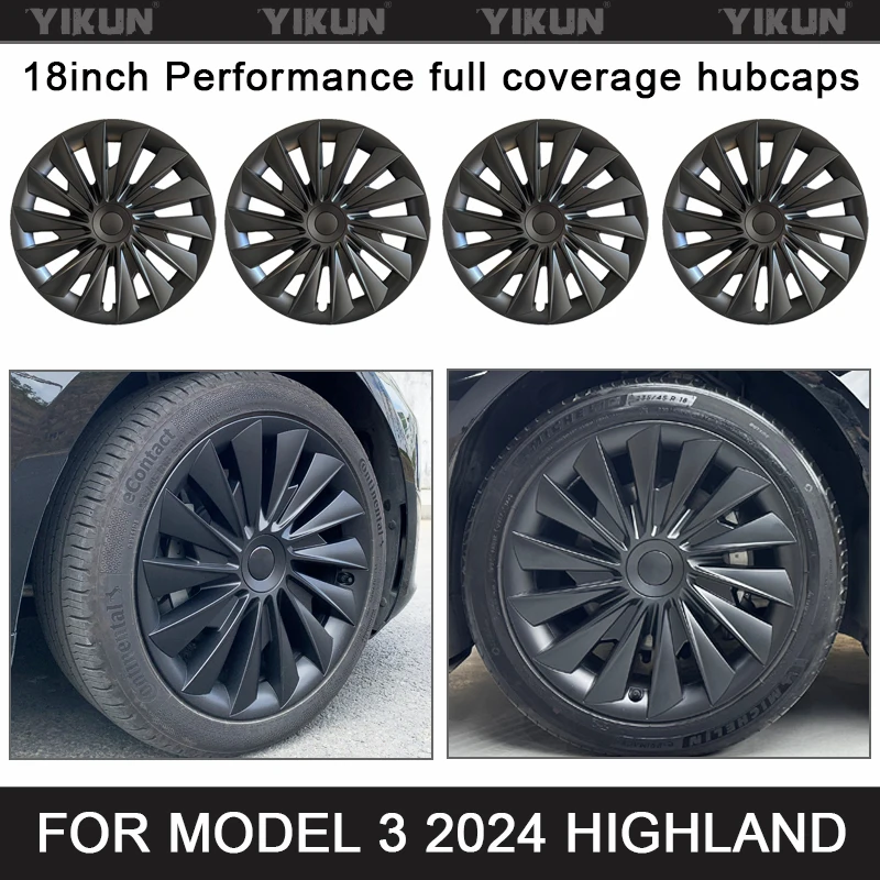 

4PCS HubCap for New Tesla Model 3 Highland 2024 18 Inch Performance Replacement Wheel Cap Automobile Full Rim Cover Accessories