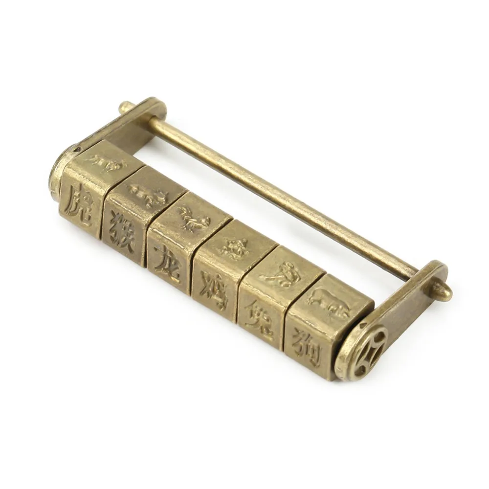 Antique Zinc Material Password Lock Traditional Style Decorative Craft Password Lock Craft 6 Wheel Coded Lock