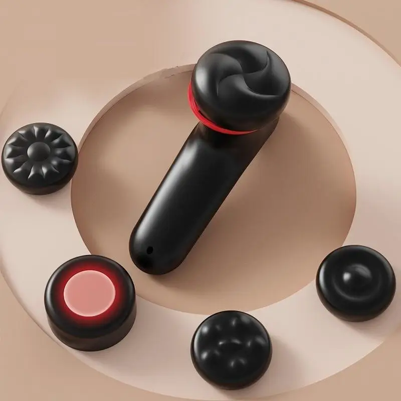 Mini Portable 4-Heads Massage Gun with 1200mAh Battery 6 Speed Levels 2-Hour Fast Charge Brushed Motor Deep Tissue Massage Gun