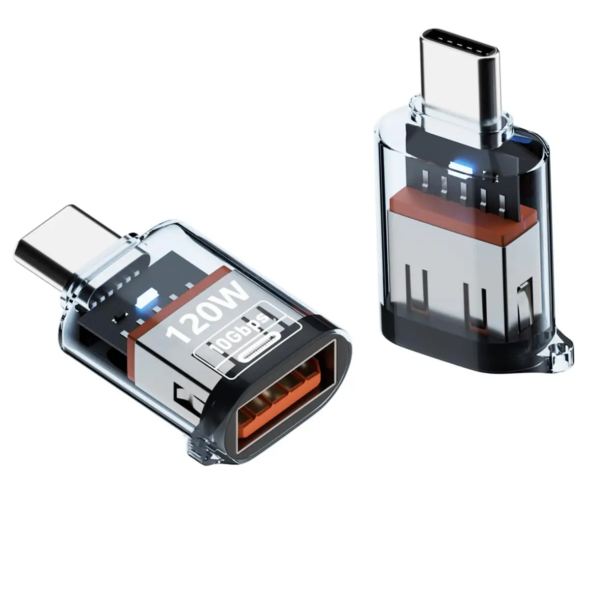 2Pcs USB to USB C Adapter 10Gbps, PD 120W Type-C Male to USB-A Female Adapter Data Transfer & Fast Charging for Laptop, Phone