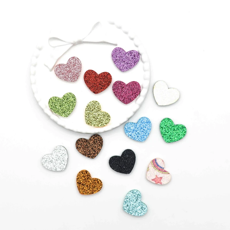 20/50 pz 23*20mm a forma di cuore modello tessuto imbottito Appliques patch per artigianato vestiti fai da te copricapo adesivo da parete accessori