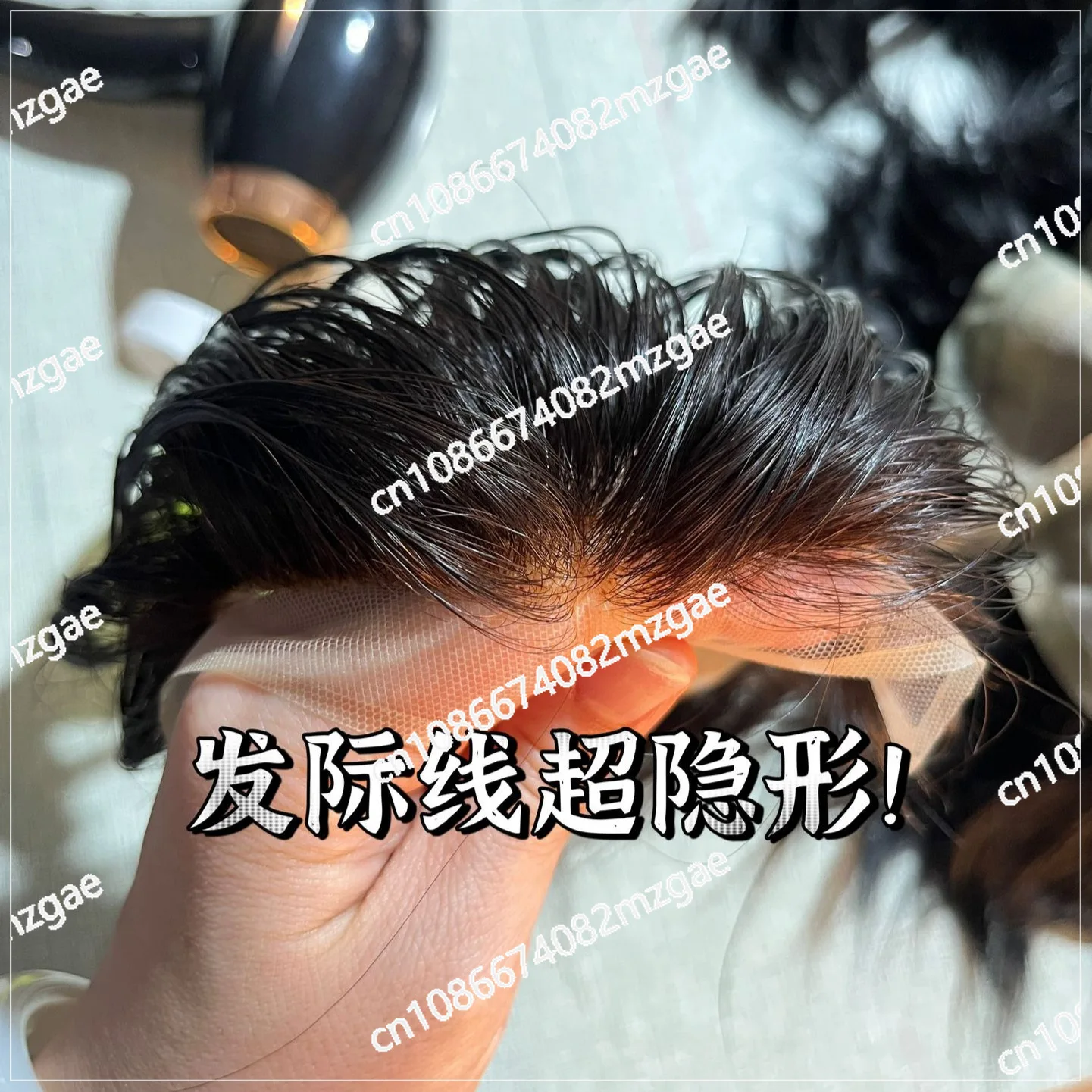 Men's Hairpiece with Simulated Scalp Invisible Hairline Natural Hair for Perming and Dyeing Ready to Wear System