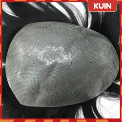 Men Toupee Biological Scalp Thick PU Wigs Breathable Capillary Prosthesis Indian Remy Human Hair Natural Replacement System 6